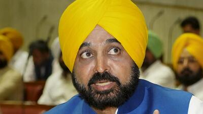 Chandigarh: Punjab Chief Minister Bhagwant Mann speaks during the ongoing session of Punjab Legislative Assembly, in Chandigarh, Tuesday, Sept. 27, 2022. (PTI Photo)(PTI09_27_2022_000211B) (PTI)