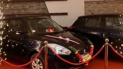 The employees of Chennai-based Challani Jewellery Mart received lavish Diwali gifts like this car. (Instagram/Challani Jewellery Mart)