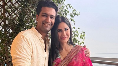Katrina Kaif and Vicky Kaushal celebrated their first Karwa Chauth. They got married in December last year. The couple rang in the day with his parents. Katrina Kaif and Vicky Kaushal celebrated their first Karwa Chauth. They got married in December last year. The couple rang in the day with his parents.
