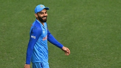 Virat Kohli was all smiles during India's World Cup warm-up tie against Australia (Getty)