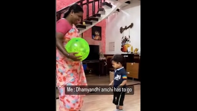 Toddler playing with house help. (Instagram/@smirking_thru) Toddler playing with house help. (Instagram/@smirking_thru)