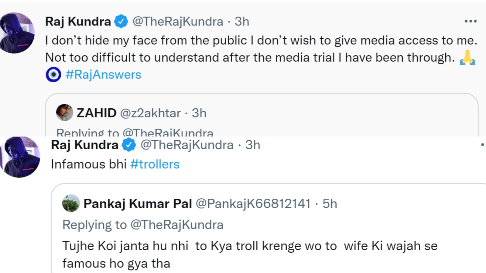 Raj kundra's tweet.