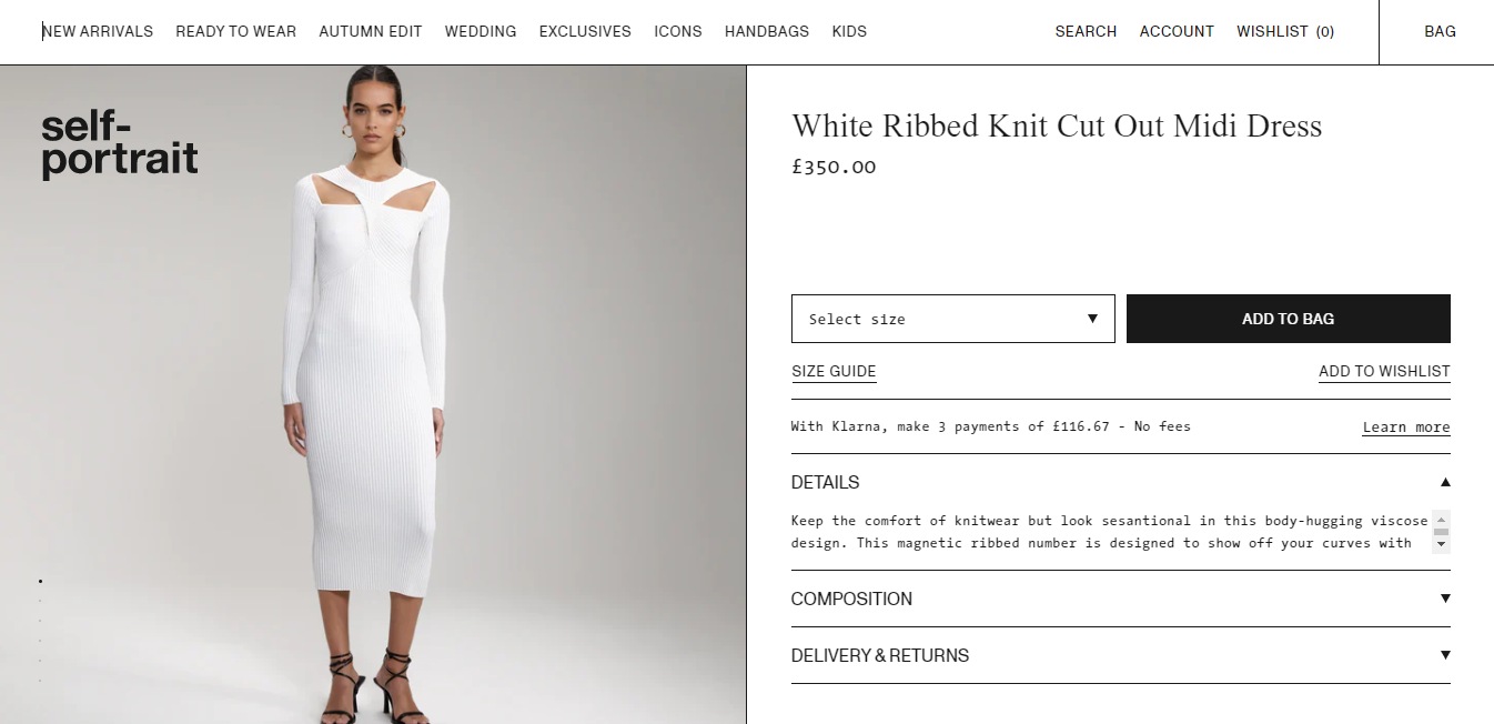 The dress Shanaya Kapoor wore in Dubai.&nbsp; (self-portrait.com)