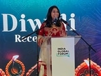 UK Home Secretary Suella Braverman addresses a Diwali reception in London. UK Home Secretary Suella Braverman addresses a Diwali reception in London.