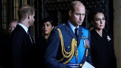 Prince William: Britain's Prince William, Kate, Princess of Wales, Prince Harry and Meghan paid their respects to Queen Elizabeth II in Westminster Hall. (Reuters)