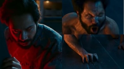 Varun Dhawan turns into a werewolf in Bhediya. Varun Dhawan turns into a werewolf in Bhediya.