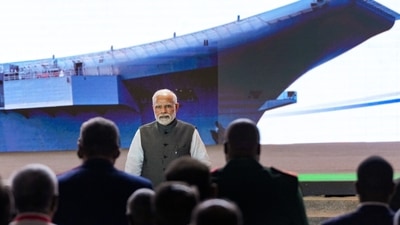 DefExpo 2022 also marks the celebration of one year of the formation of the seven new defence companies which have been carved out of the erstwhile Ordnance Factory Board. (PTI) DefExpo 2022 also marks the celebration of one year of the formation of the seven new defence companies which have been carved out of the erstwhile Ordnance Factory Board. (PTI)