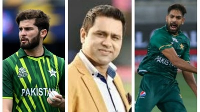 Aakash Chopra feels that in the upcoming match between India and Pakistan on Sunday, Rauf will be a bigger threat than Shaheen (file photo) Aakash Chopra feels that in the upcoming match between India and Pakistan on Sunday, Rauf will be a bigger threat than Shaheen (file photo)