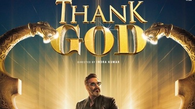 Ajay Devgn's look from his upcoming film Thank God.