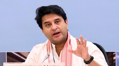 Union minister for civil aviation Jyotiraditya Scindia addressing at the Annual Civil Aviation Ministers’ Conference 2022, in New in New Delhi on Tuesday. (ANI)