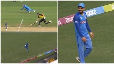 Virat Kohli took a one-handed screamer and executed a brilliant run-out in the warm-up match against Australia (Twitter)