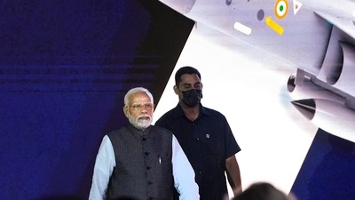 Prime Minister Narendra Modi at the inauguration of DefExpo 22, in Gandhinagar, Wednesday, Oct 19, 2022. (PTI)