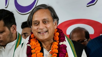 (File) Congress party presidential candidate Shashi Tharoor at a press conference in Lucknow. (PTI) (File) Congress party presidential candidate Shashi Tharoor at a press conference in Lucknow. (PTI)