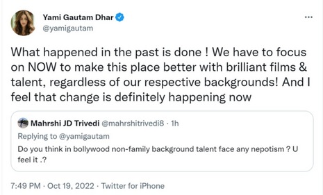 Yami Gautam's tweet.