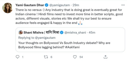 Yami Gautam on Bollywood vs South film industry row.