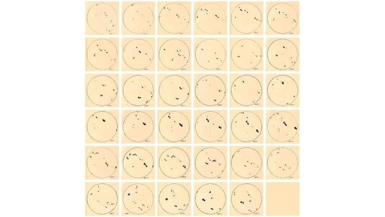 At first sight: For centuries, sunspots were thought to be Mercury passing across the Sun. By the early 17th century, with the invention of the telescope, astronomers could get a clearer look. In 1610, Galileo Galilei (who first used the telescope to observe space) in Italy and his British contemporary Thomas Harriot identified these as spots on the Sun. Seen here are 35 drawings of sunspots created by Galileo between June 2 and July 8, 1612.(Image Courtesy: The Galileo Project / Rice University)