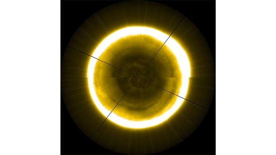 Pole vault: The most enigmatic and unexplored parts of the Sun are its poles. Until a few years ago, these were completely uncharted territory. The only satellite mission to fly past the solar poles – the Ulysses, launched in the mid-1990s by NASA and the European Space Agency (ESA) – didn’t have any imaging instruments on board. Most modern missions hover at the star’s equator. So scientists have had to get creative in estimating what the poles look like. In 2018, ESA used a patchwork of data collected from its Proba-2 mission to stitch together this image of a pole in extreme ultraviolet light.(Image Courtesy: ESA / Royal Observatory of Belgium)