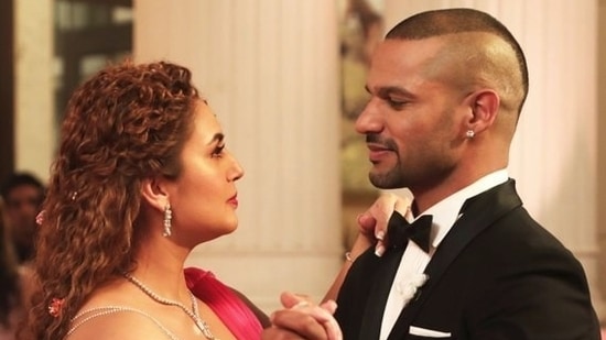 Huma Qureshi and Shikhar Dhawan in a still from the upcoming film Double XL.