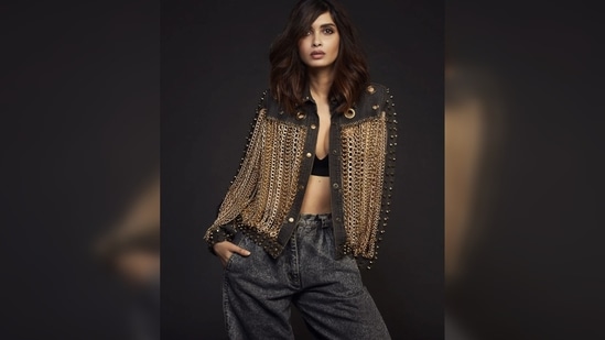 Diana Penty's Dark Blue Denim Bralette And Jeans Are Chic As Ever