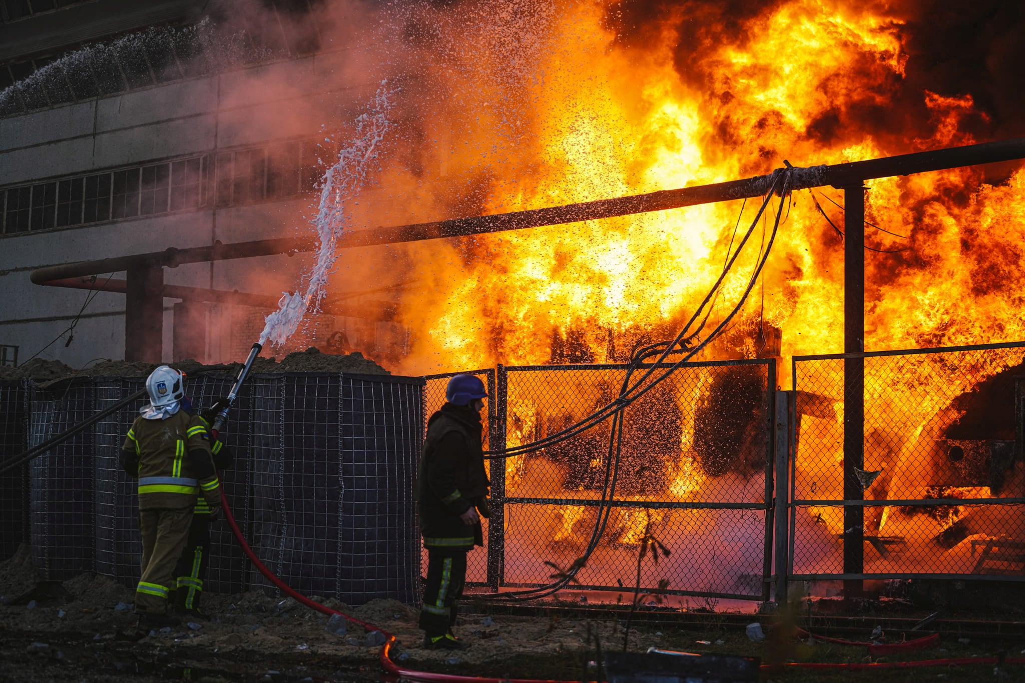 Russia-Ukraine War: Firefighters work to put out a fire in a thermal power plant, damaged by a Russian missile strike in Kyiv, Ukraine. (Reuters)