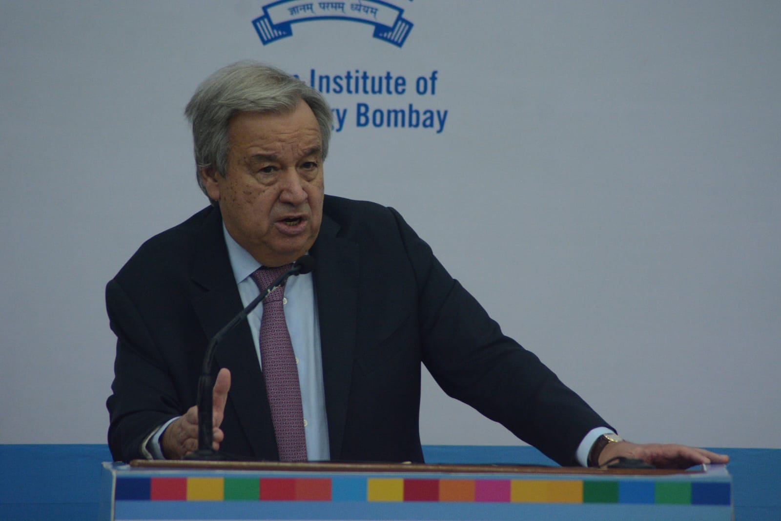 UN Secretary General Antonio Guterres speaks to students at IIT Bombay on Wednesday. (Praful Gangurde / HT Photo) UN Secretary General Antonio Guterres speaks to students at IIT Bombay on Wednesday. (Praful Gangurde / HT Photo)