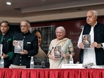 Former Lok Sabha speaker Shivraj Patil, Congress leaders Sushilkumar Shinde, and Shashi Tharoor, National Conference chief Farooq Abdullah at the book launch of Mohsina Kidwai in New Delhi on Thursday. (ANI) Former Lok Sabha speaker Shivraj Patil, Congress leaders Sushilkumar Shinde, and Shashi Tharoor, National Conference chief Farooq Abdullah at the book launch of Mohsina Kidwai in New Delhi on Thursday. (ANI)