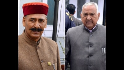 BJP candidate from Jwalamukhi Ravinder Singh Ravi (left) and Ramesh Dhawala who will fight elections from Dehra. (HT File Photos) BJP candidate from Jwalamukhi Ravinder Singh Ravi (left) and Ramesh Dhawala who will fight elections from Dehra. (HT File Photos)