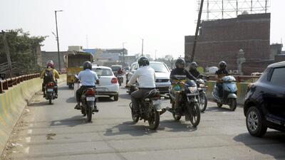 Ghaziabad, India - October 20, 2022: Vehicles ply on a road in Thakurdwara, Ghaziabad, India, on Thursday, October 20, 2022. (Photo by Sakib Ali /Hindustan Times) Ghaziabad, India - October 20, 2022: Vehicles ply on a road in Thakurdwara, Ghaziabad, India, on Thursday, October 20, 2022. (Photo by Sakib Ali /Hindustan Times)