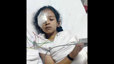 Six-year-old Shanaya Sood who lost vision in one eye. Police confirmed she was poked in the eye with a sharp object like a pen or a pencil. (HT Photo) Six-year-old Shanaya Sood who lost vision in one eye. Police confirmed she was poked in the eye with a sharp object like a pen or a pencil. (HT Photo)
