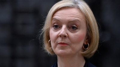 UK PM Liz Truss Resigns: British Prime Minister Liz Truss announces her resignation, outside Number 10 Downing Street, London, Britain. (Reuters)