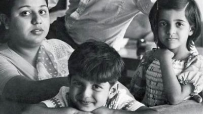 Zoya Akhtar with Farhan Akhtar, Honey Irani and Javed Akhtar in a childhood picture. Zoya Akhtar with Farhan Akhtar, Honey Irani and Javed Akhtar in a childhood picture. 