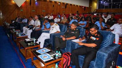 The Indo-US tri-services exercise ‘Tiger Triumph 2022’ in Visakhapatnam. (Twitter Photo) The Indo-US tri-services exercise ‘Tiger Triumph 2022’ in Visakhapatnam. (Twitter Photo)