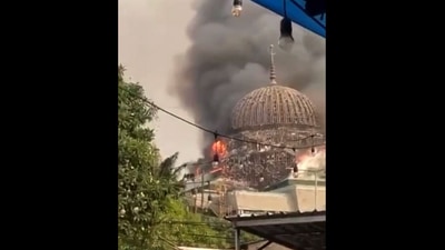 The dome was destroyed by a fire during its renovation. (Twitter/@bennyjohnson)