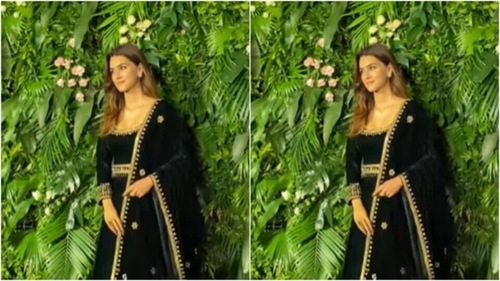 Kriti Sanon posed in a black lehenga. (HT Photos/Varinder Chawla)