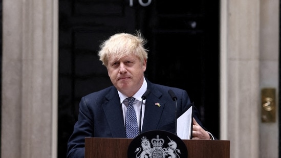 UK PM Liz Truss Resigns: British Prime Minister Boris Johnson makes a statement at Downing Street in London.(Reuters File)