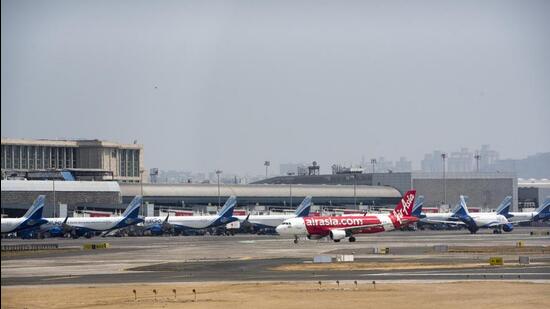 Aircraft parked at the Mumbai airport. (HT Photo)