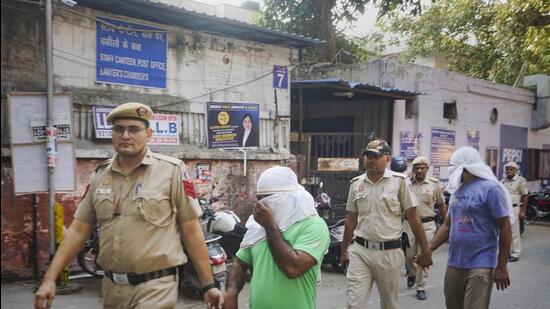 Alleged PFI members being produced in a Delhi court this month. (PTI)