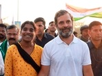 Kurnool: Congress leader Rahul Gandhi with a supporter during the party's Bharat Jodo Yatra, in Kurnool district, Friday, Oct. 21, 2022. (PTI Photo) Kurnool: Congress leader Rahul Gandhi with a supporter during the party's Bharat Jodo Yatra, in Kurnool district, Friday, Oct. 21, 2022. (PTI Photo)