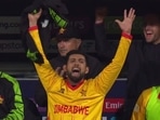 Zimbabwe defeated Scotland by five wickets to qualify for the Super 12 stage at the T20 World Cup,(twitter/@CricCrazyJohns) Zimbabwe defeated Scotland by five wickets to qualify for the Super 12 stage at the T20 World Cup,(twitter/@CricCrazyJohns)
