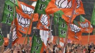 Bharatiya Janta Party (BJP) supporters wave party flags. (HT FILE PHOTO) Bharatiya Janta Party (BJP) supporters wave party flags. (HT FILE PHOTO)
