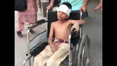 The boy who was injured after falling into a pit at a government school in Ludhiana.