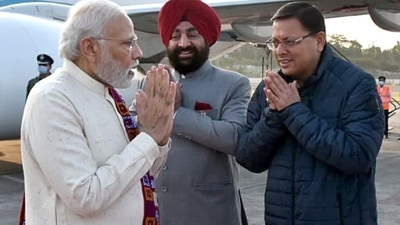 PM Modi was received at the Jolly Grant airport in Dehradun by Chief Minister Pushkar Singh Dhami and Governor Lt Gen (Retd) Gurmeet Singh. (ANI) PM Modi was received at the Jolly Grant airport in Dehradun by Chief Minister Pushkar Singh Dhami and Governor Lt Gen (Retd) Gurmeet Singh. (ANI)