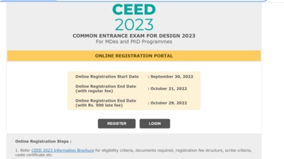 CEED, UCEED 2023 registration process to end today at www.ceed.iitb.ac.in CEED, UCEED 2023 registration process to end today at www.ceed.iitb.ac.in