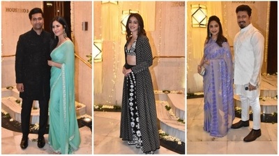Manish Malhotra hosted a pre-Diwali bash on October 20 that was attended by several big A-listers from the Bollywood industry. From Madhuri Dixit to Katrina Kaif, here's a list of Bollywood celebs who attended the bash in their ethnic best. (HT Photo/Naziyah Khan) Manish Malhotra hosted a pre-Diwali bash on October 20 that was attended by several big A-listers from the Bollywood industry. From Madhuri Dixit to Katrina Kaif, here's a list of Bollywood celebs who attended the bash in their ethnic best. (HT Photo/Naziyah Khan)