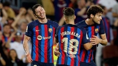 Lewandowski has scored 11 goals in 10 LaLiga matches for Barcelona this season (REUTERS)