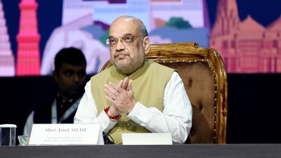 Union home minister Amit Shah at the valedictory function of 90th Annual General Assembly of Interpol, in New Delhi on Friday. (ANI) Union home minister Amit Shah at the valedictory function of 90th Annual General Assembly of Interpol, in New Delhi on Friday. (ANI)