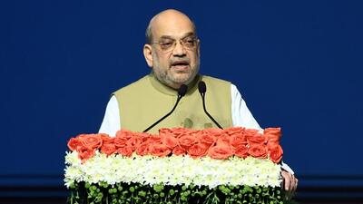 Union home minister Amit Shah addresses the 90th annual general assembly of Interpol in New Delhi on Friday. (ANI Photo) Union home minister Amit Shah addresses the 90th annual general assembly of Interpol in New Delhi on Friday. (ANI Photo)