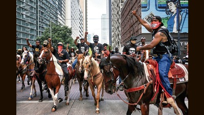 Black lives matter: Protesters in Houston, Texas, USA, rally against the murder of George Floyd in this picture dated June 2, 2020. (Adrees Latif/REUTERS) Black lives matter: Protesters in Houston, Texas, USA, rally against the murder of George Floyd in this picture dated June 2, 2020. (Adrees Latif/REUTERS)