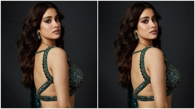 For the glam picks, Janhvi chose glossy mauve lip shade, smoky eye shadow, sleek eyeliner, mascara on the lashes, darkened eyebrows, blushed cheeks, glowing skin, beaming highlighter, and centre-parted open wavy tresses. (Instagram) For the glam picks, Janhvi chose glossy mauve lip shade, smoky eye shadow, sleek eyeliner, mascara on the lashes, darkened eyebrows, blushed cheeks, glowing skin, beaming highlighter, and centre-parted open wavy tresses. (Instagram)