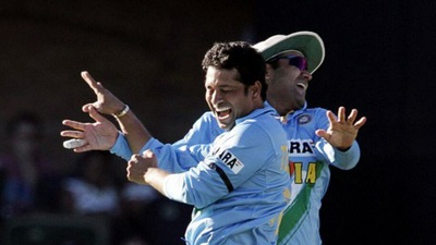 Sachin Tendulkar and Virender Sehwag celebrating a wicket. (Twitter/@SachinTendulkar) Sachin Tendulkar and Virender Sehwag celebrating a wicket. (Twitter/@SachinTendulkar)